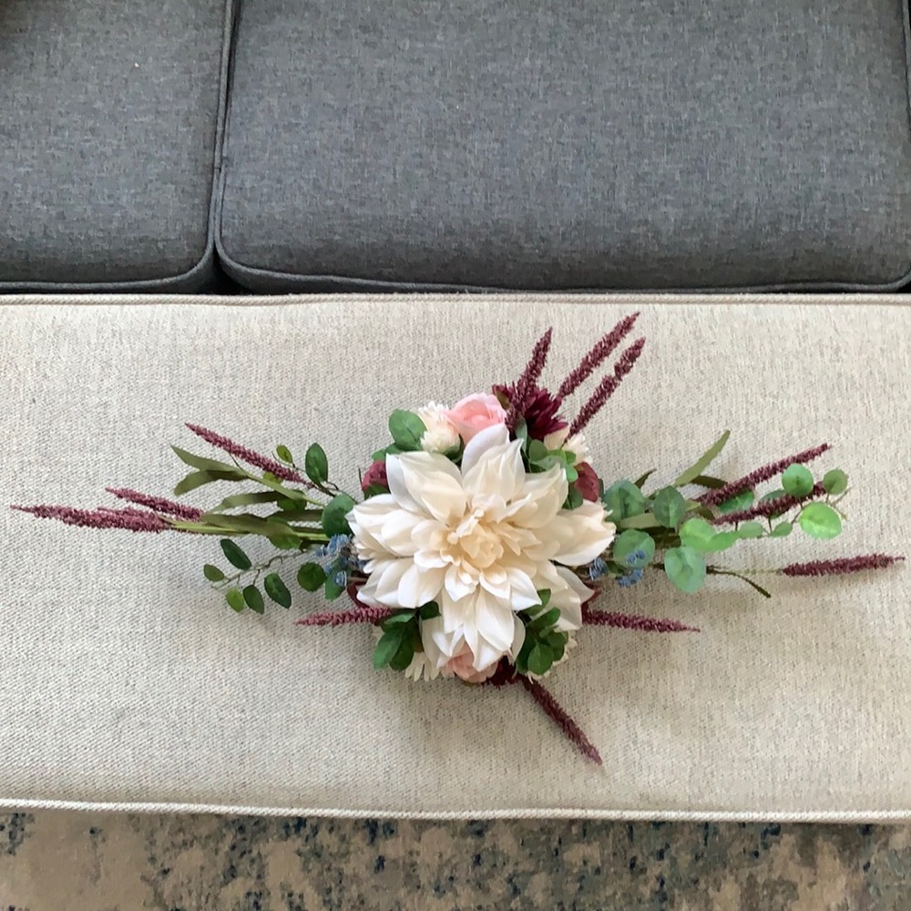 Floral swag: weddings, home (blush ivory burgundy)